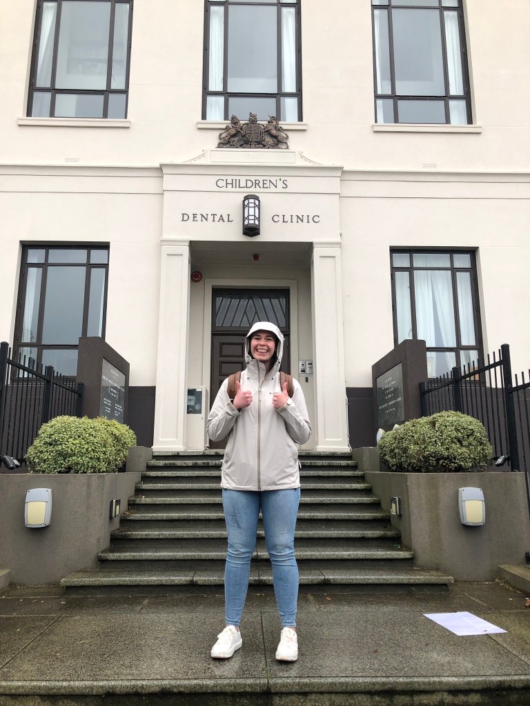 Caitlin Hyde introducing old Dental School, where dental nurses trained and kids got free dental care (Wellington node)