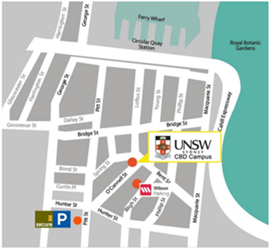 Map showing location of nearest parking stations.
